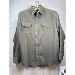 Wrangler Brown Shirt Long Sleeve Button Up 100% Cotton Mens Two Pocket Sz Large